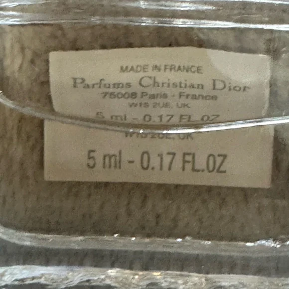 Dior Mini Fragrance Sample Bottle - Clear with Beige Label - Picture 2 of 2